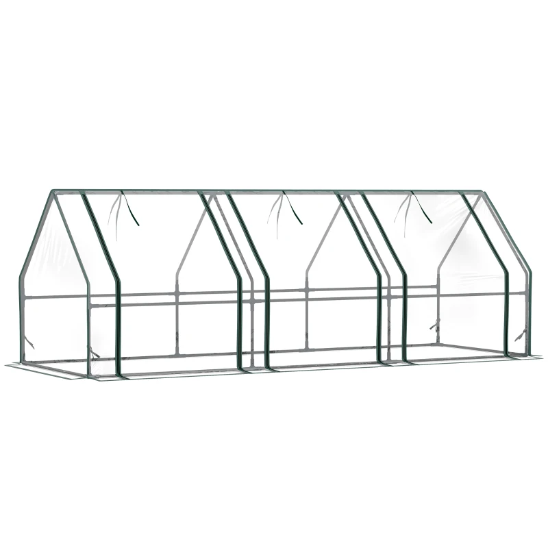 Outsunny Portable Mini Greenhouse Tunnel Growing Tent Plants Flower Warm House w/ Zippered Roll-up Doors, Clear