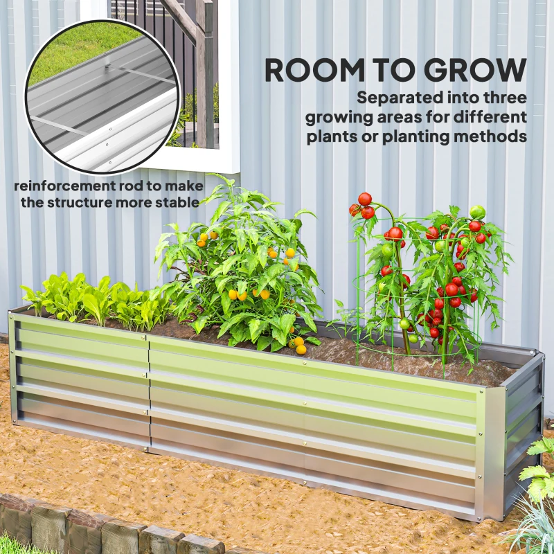 Outsunny 6' x 1.5' x 1.3' Galvanized Raised Garden Bed, Elevated Large Metal Planter Box w/ Install Gloves for Backyard, Patio to Grow Vegetables, Herbs, and Flowers, Silver