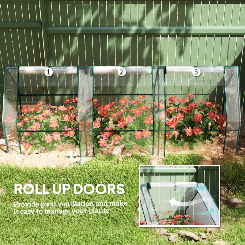 Outsunny Portable Mini Greenhouse Tunnel Growing Tent Plants Flower Warm House w/ Zippered Roll-up Doors, Clear