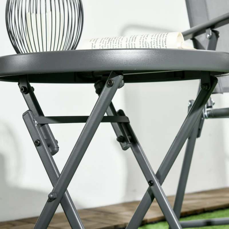 Outsunny 18" Outdoor Round Folding Table, Garden Side Table with Tempered Glass Top for Camping, Party, Weddings, White