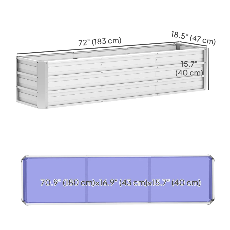 Outsunny 6' x 1.5' x 1.3' Galvanized Raised Garden Bed, Elevated Large Metal Planter Box w/ Install Gloves for Backyard, Patio to Grow Vegetables, Herbs, and Flowers, Silver