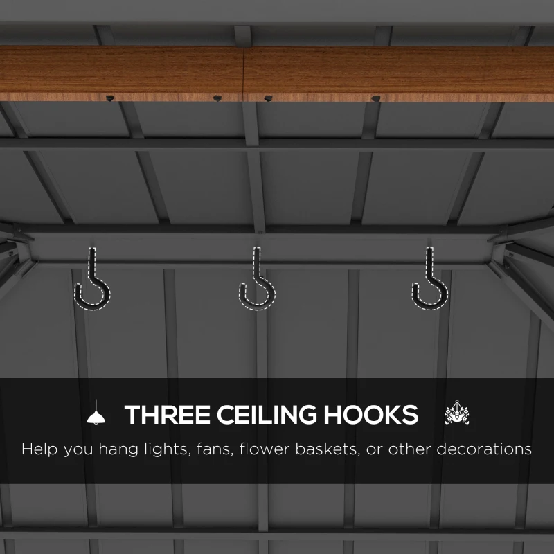 Outsunny 13' x 10' Hardtop Gazebo with Netting Sidewalls and Curtains, Galvanized Steel Outdoor Gazebo Canopy for Garden