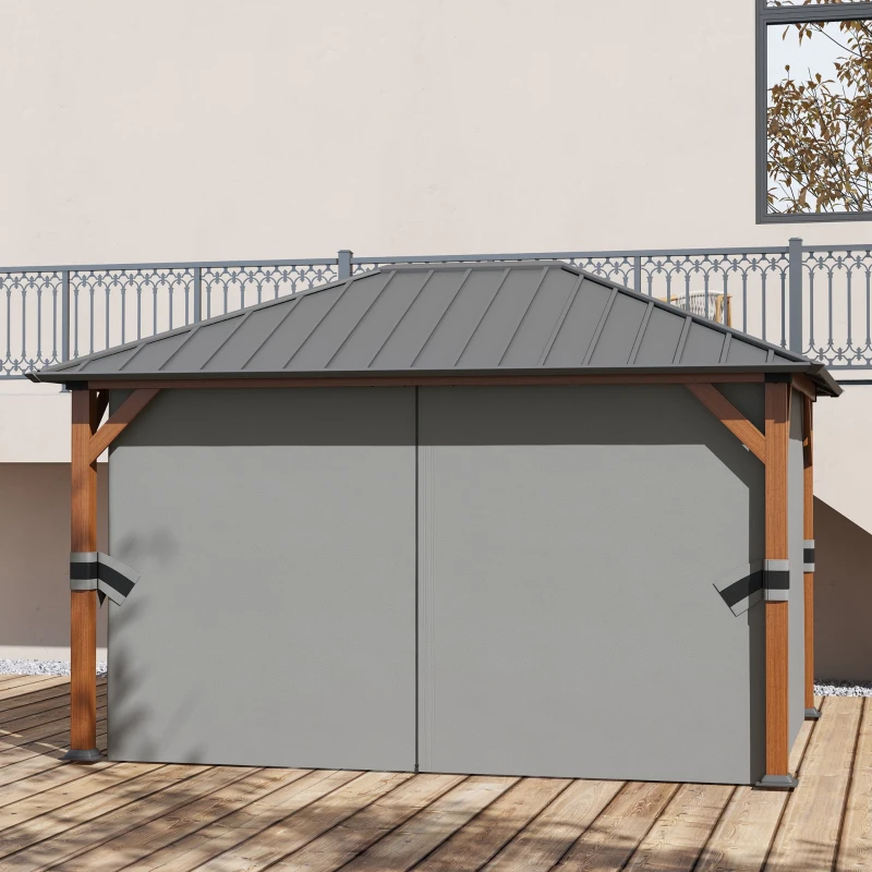 Outsunny 13' x 10' Hardtop Gazebo with Netting Sidewalls and Curtains, Galvanized Steel Outdoor Gazebo Canopy for Garden