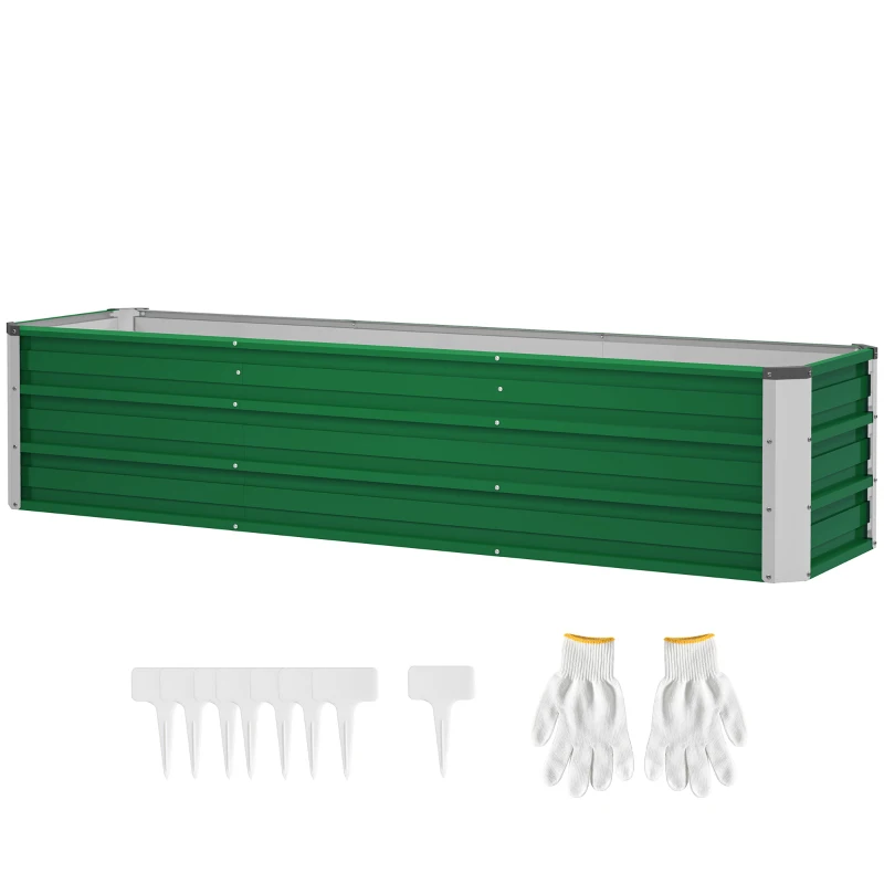 Outsunny 6' x 1.5' x 1.3' Galvanized Raised Garden Bed, Elevated Large Metal Planter Box w/ Install Gloves for Backyard, Patio to Grow Vegetables, Herbs, and Flowers, Green