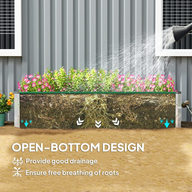 Outsunny 6' x 1.5' x 1.3' Galvanized Raised Garden Bed, Elevated Large Metal Planter Box w/ Install Gloves for Backyard, Patio to Grow Vegetables, Herbs, and Flowers, Green