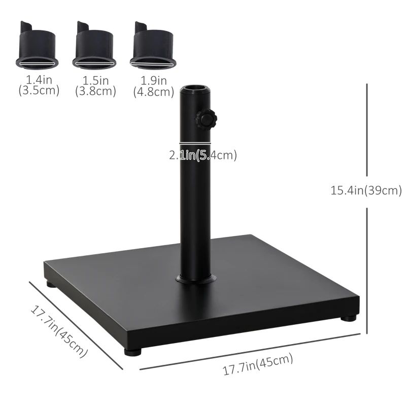 Outsunny 40 lbs Steel Square Umbrella Base Stand w/ Adjustable Knob Parasol Stand Garden Patio Outdoor Home, Black