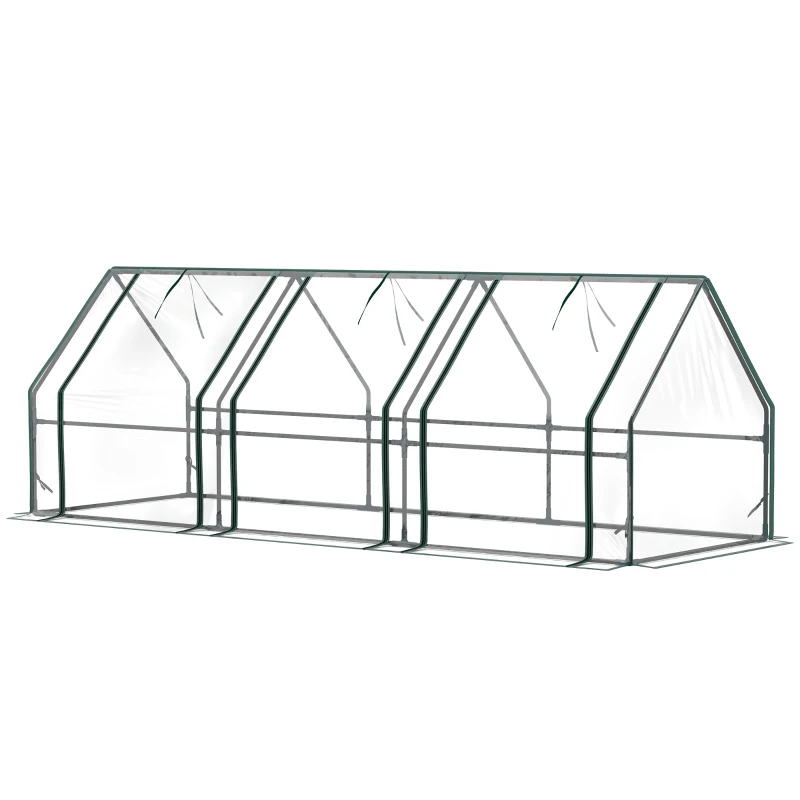 Outsunny Portable Mini Greenhouse Tunnel Growing Tent Plants Flower Warm House w/ Zippered Roll-up Doors, Clear