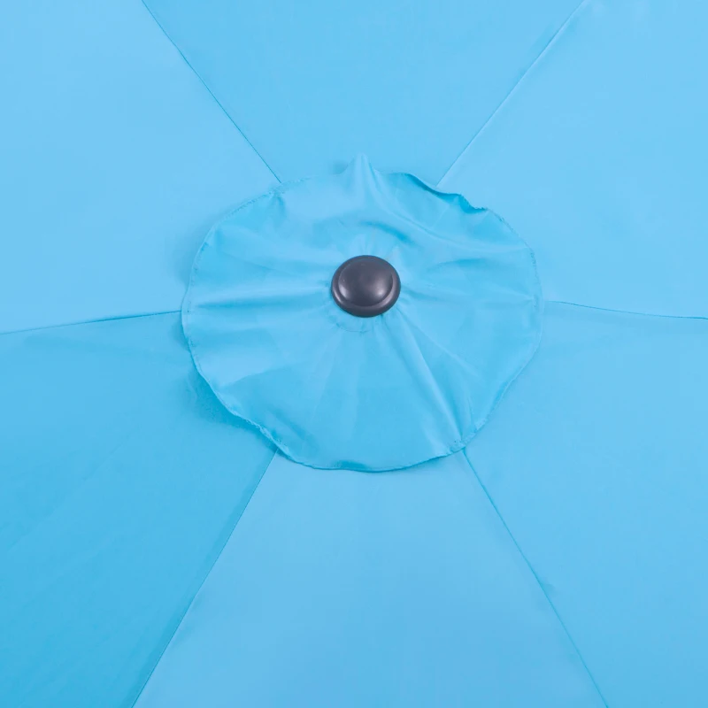 Outsunny 8.5' Round Aluminum Patio Umbrella Garden Parasol Market Sunshade Tilt Canopy w/ 6 Ribs, Crank Handle, Blue