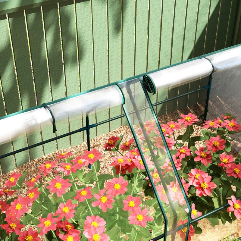 Outsunny Portable Mini Greenhouse Tunnel Growing Tent Plants Flower Warm House w/ Zippered Roll-up Doors, Clear