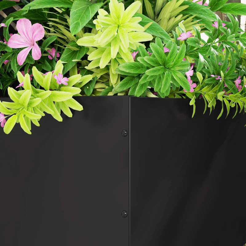 Outsunny Raised Garden Bed with Outdoor Privacy Screen, Metal Planter Box with Trellis, Wall-Mounted or Freestanding, Black