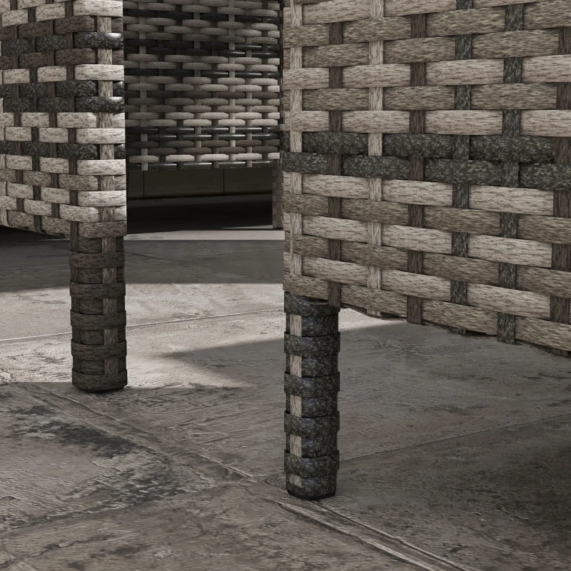 Outsunny 6pcs Outdoor Rattan Sofa Set Garden Wicker Sectional Couch Furniture Set with Dining Table and Chair Sky Blue