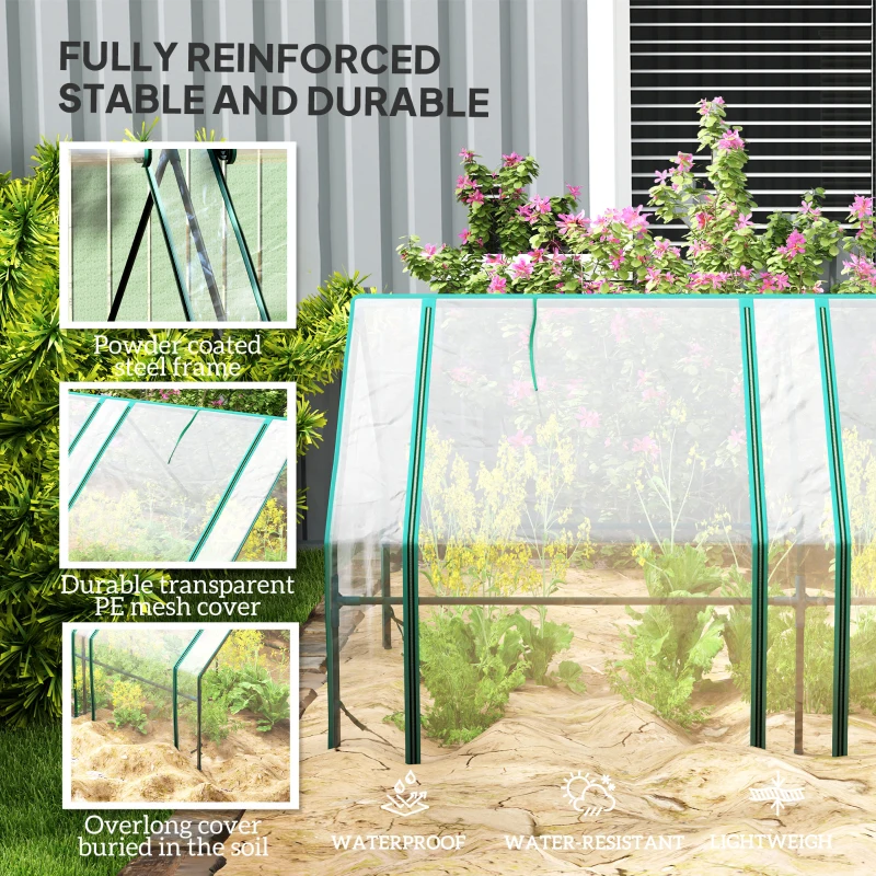 Outsunny Portable Mini Greenhouse Tunnel Growing Tent Plants Flower Warm House w/ Zippered Roll-up Doors, Clear
