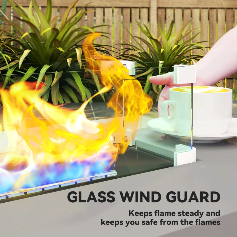 Outsunny 42" Propane Fire Pit Table 50,000 BTU Outdoor Gas Fire Table with Hideaway Propane Tank Holder, Waterproof Cover