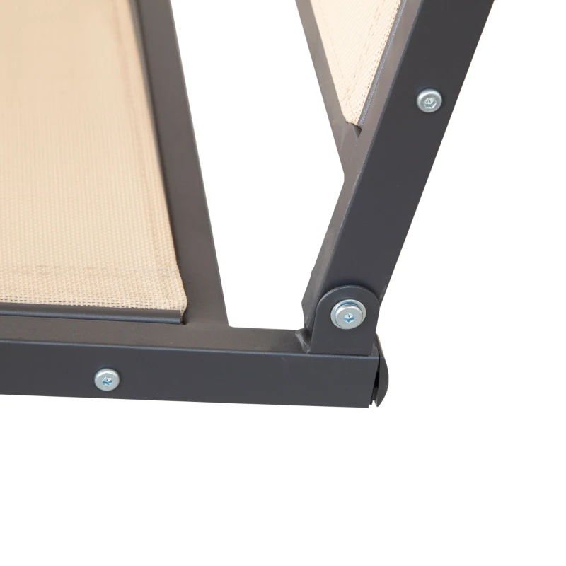 Outsunny 3-Seater Swing Chair Covered Garden Hammock A-Frame Outdoor Porch Glider Sling Seat with Adjustable Canopy Cover, Beige