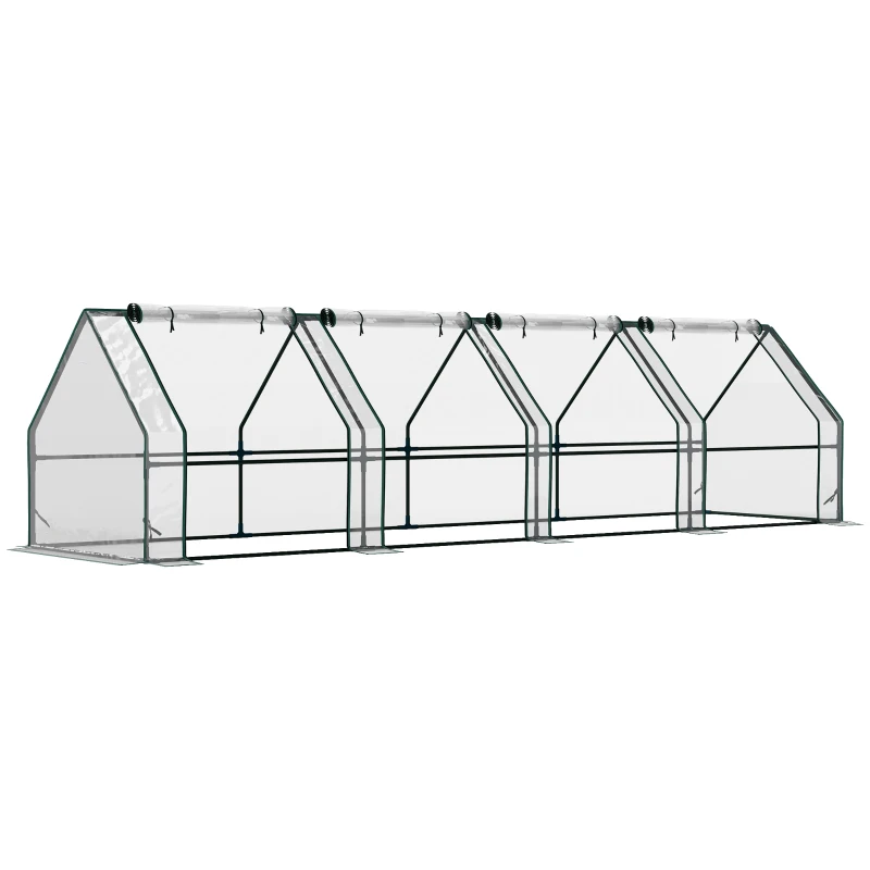Outsunny Portable Mini Greenhouse Tunnel Growing Tent Plants Flower Warm House w/ Zippered Roll-up Doors, Clear
