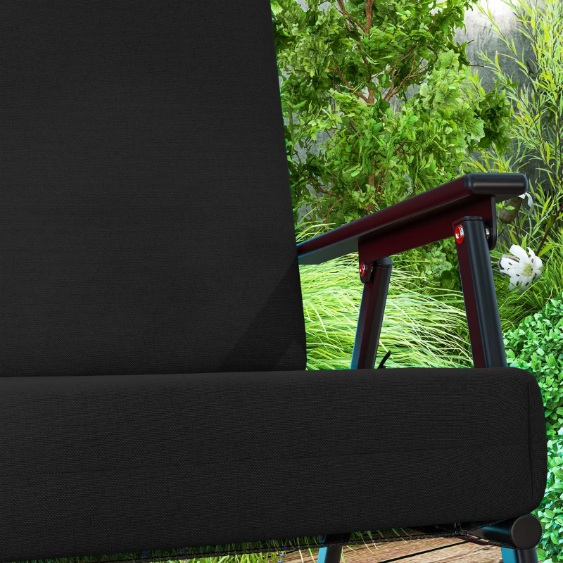 Outsunny Outdoor Cushions Set of 2 for Dining Chairs, Outdoor Seat Cushions with Back, Fade-Resistant Yarn-Dyed Polyester, Black