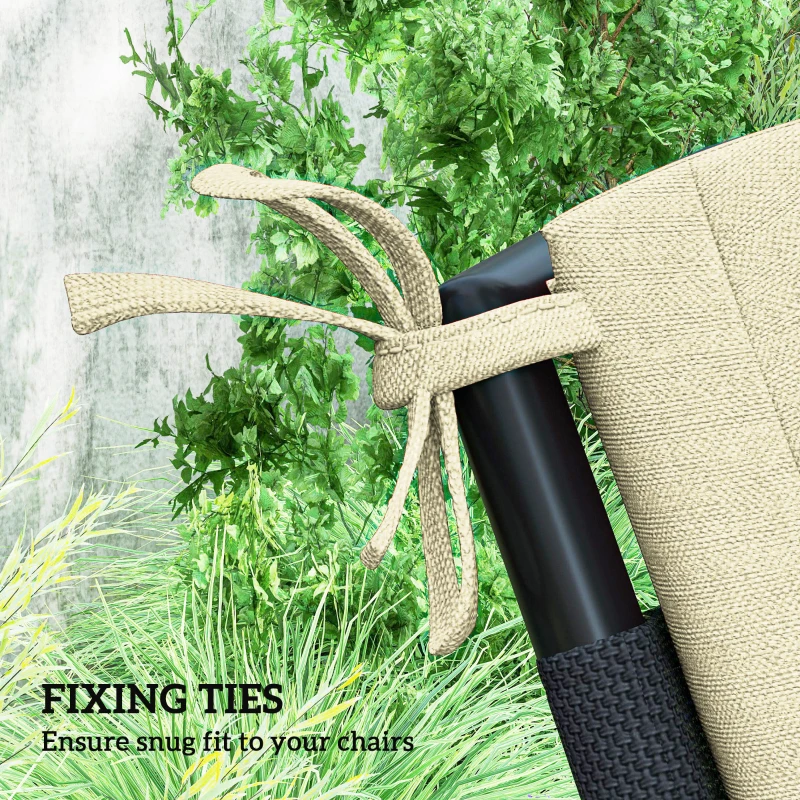 Outsunny Outdoor Cushions Set of 2 for Dining Chairs, Outdoor Seat Cushions with Back, Fade-Resistant Yarn-Dyed Polyester, Beige