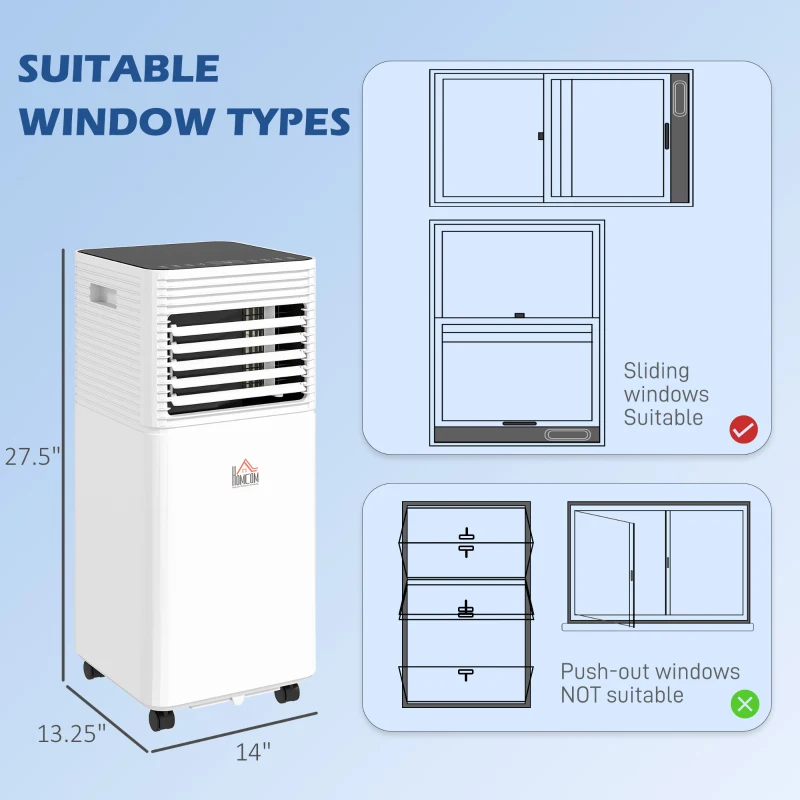 HOMCOM 10000 BTU Mobile Air Conditioner for Cooling and Dehumidifying, Remote Control, 24H Timer, LED Display, Black