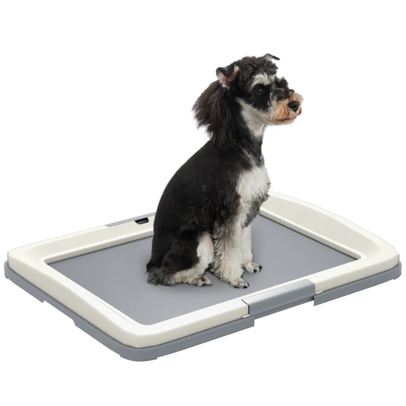 PawHut 25" x 19" Pee Pad Holder, Dog Potty Tray for Indoor Outdoor, Easy to Clean Dog Training Toilet Pee Pad Tray, Grey