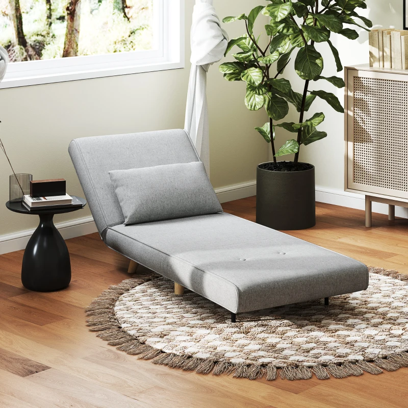 HOMCOM Chair Bed W/ Adjustable Backrest, 2-in-1 Multi-Functional Sofa Bed, Gray