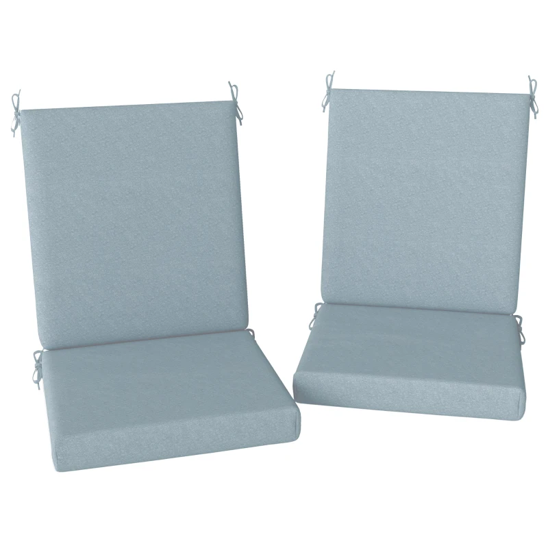Outsunny Outdoor Cushions Set of 2 for Dining Chairs, Seat Cushions with Back, Fade-Resistant Yarn-Dyed Polyester, Light Grey
