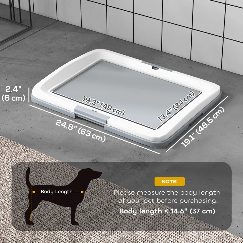 PawHut 25" x 19" Pee Pad Holder, Dog Potty Tray for Indoor Outdoor, Easy to Clean Dog Training Toilet Pee Pad Tray, Grey