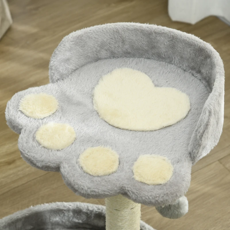 PawHut 17" Small Cat Tree, Cat Tower with Sisal Scratching Post, Dangling Ball, Bed, Kitten Activity Centre, Light Grey