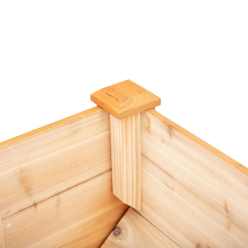 Outsunny Wooden Raised Garden Plant Stand Outdoor Tall Flower Bed Box with Hooks, 48" x 24" x 32", Nature Wood