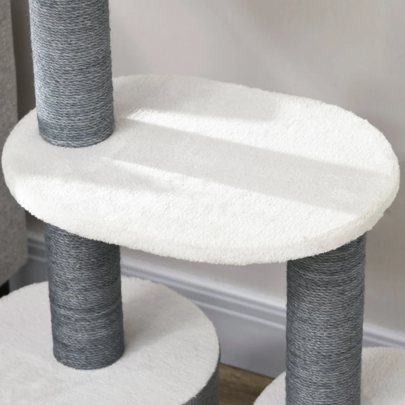PawHut 39" Cat Tree Tower, Multi-level Cat Activity Centre with Scratching Posts, Condo, Top Perch, Platforms, White