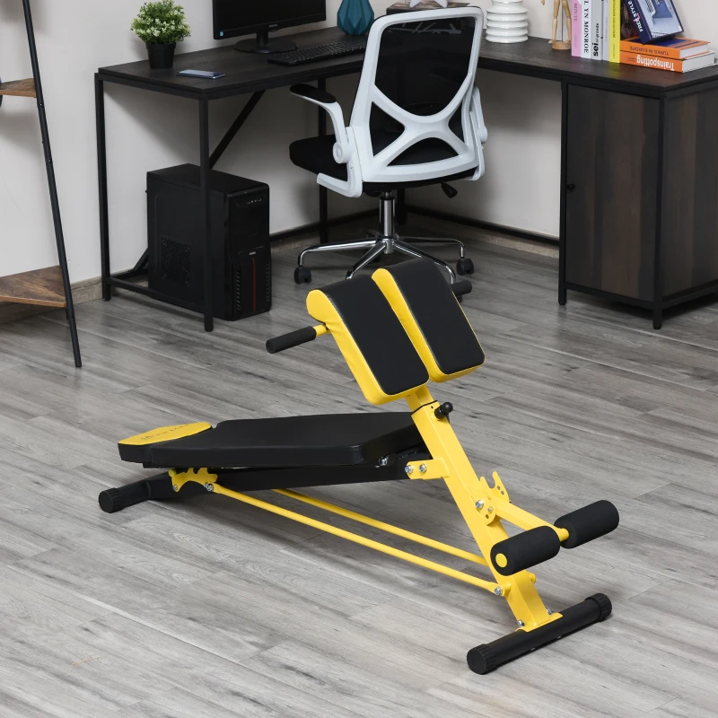 Soozier Adjustable Weight Bench Roman Chair Exercise Training Multi-Functional Hyper Extension Bench Dumbbell Bench Ab Sit up Decline Flat Black and Yellow