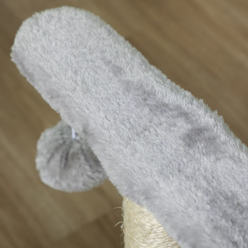 PawHut 17" Small Cat Tree with Scratching Post, Cat Tower with Rotatable Top Pole, Platform, 2 Dangling Balls, Light Grey