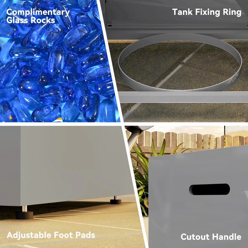 Outsunny 42" Propane Fire Pit Table 50,000 BTU Outdoor Gas Fire Table with Hideaway Propane Tank Holder, Waterproof Cover