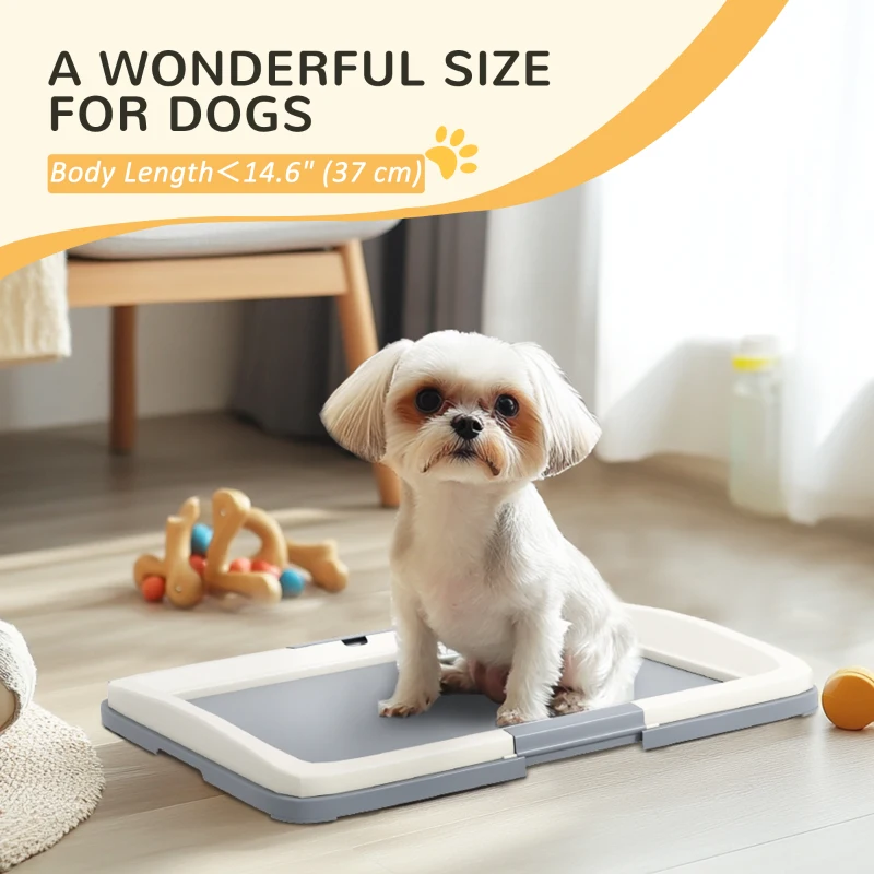 PawHut 25" x 19" Pee Pad Holder, Dog Potty Tray for Indoor Outdoor, Easy to Clean Dog Training Toilet Pee Pad Tray, Grey