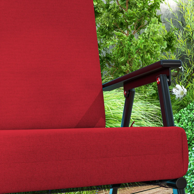 Outsunny Outdoor Cushions Set of 2 for Dining Chairs, Outdoor Seat Cushions with Back, Fade-Resistant Yarn-Dyed Polyester, Wine Red