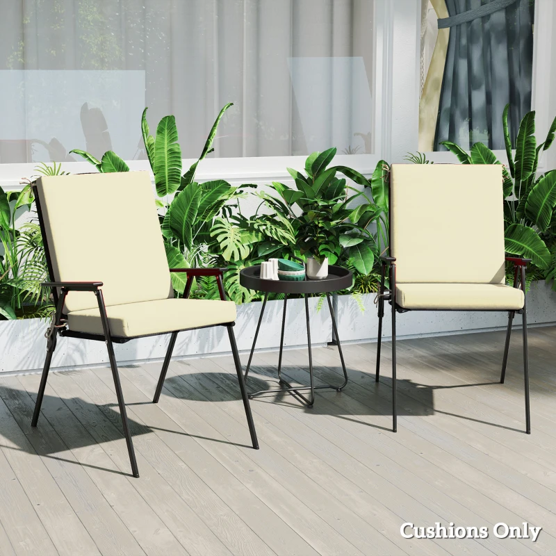 Outsunny Outdoor Cushions Set of 2 for Dining Chairs, Outdoor Seat Cushions with Back, Fade-Resistant Yarn-Dyed Polyester, Beige