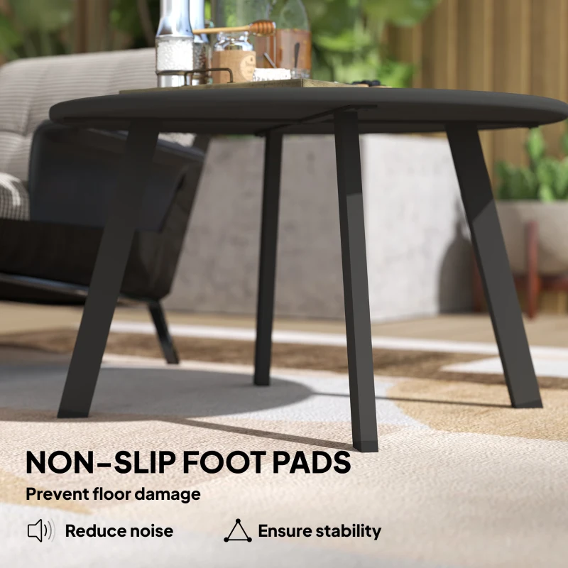Outsunny Round Outdoor Side Table, Patio Coffee Table with Metal Frame and Non-Slip Foot Pads, Black