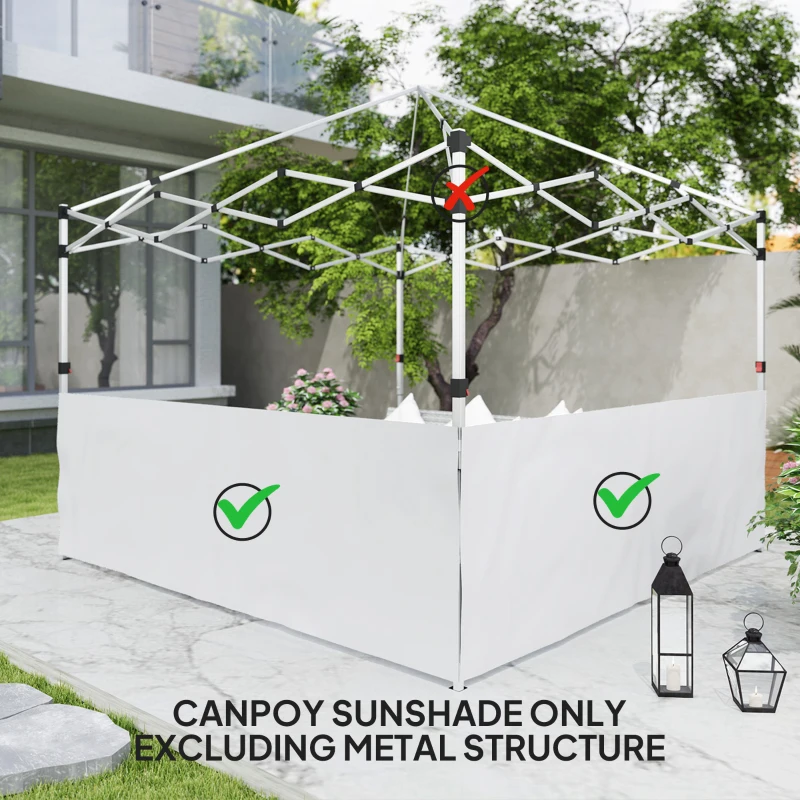 Outsunny Canopy Sidewalls for 10' x 10' or 10' x 20' Pop up Canopy, 2 PCS Canopy Half Walls Only, White