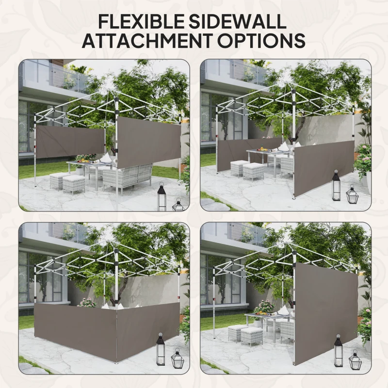 Outsunny Canopy Sidewalls for 10' x 10' or 10' x 20' Pop up Canopy, 2 PCS Canopy Half Walls Only, Grey