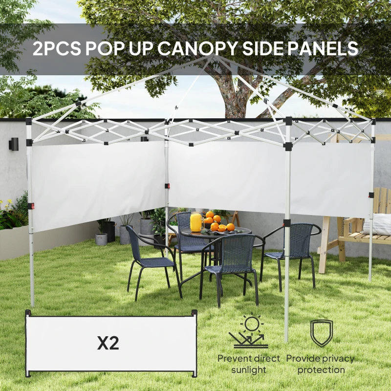 Outsunny Canopy Sidewalls for 10' x 10' or 10' x 20' Pop up Canopy, 2 PCS Canopy Half Walls Only, White