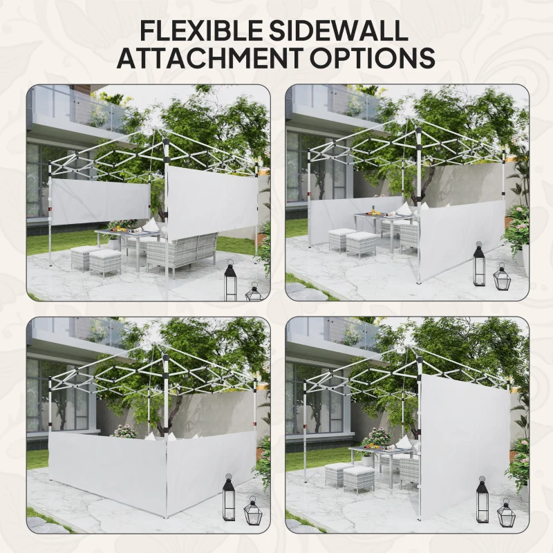 Outsunny Canopy Sidewalls for 10' x 10' or 10' x 20' Pop up Canopy, 2 PCS Canopy Half Walls Only, White