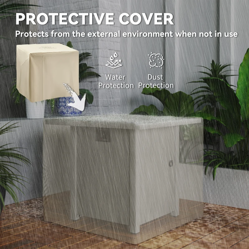 Outsunny 28" 50,000 BTU Gas Fire Pit Table with Cover and Glass Screen, Grey