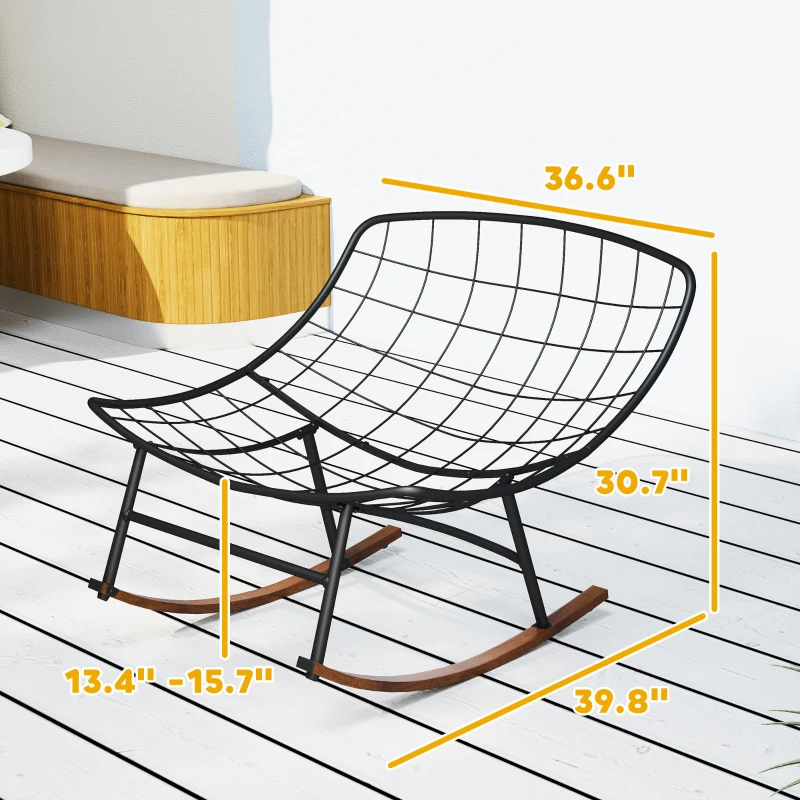 Outsunny Outdoor Rocking Chair Patio Set of 2, Oversized Rocking Papasan Chairs with Cushions for Garden Porch, 265 lbs., Beige