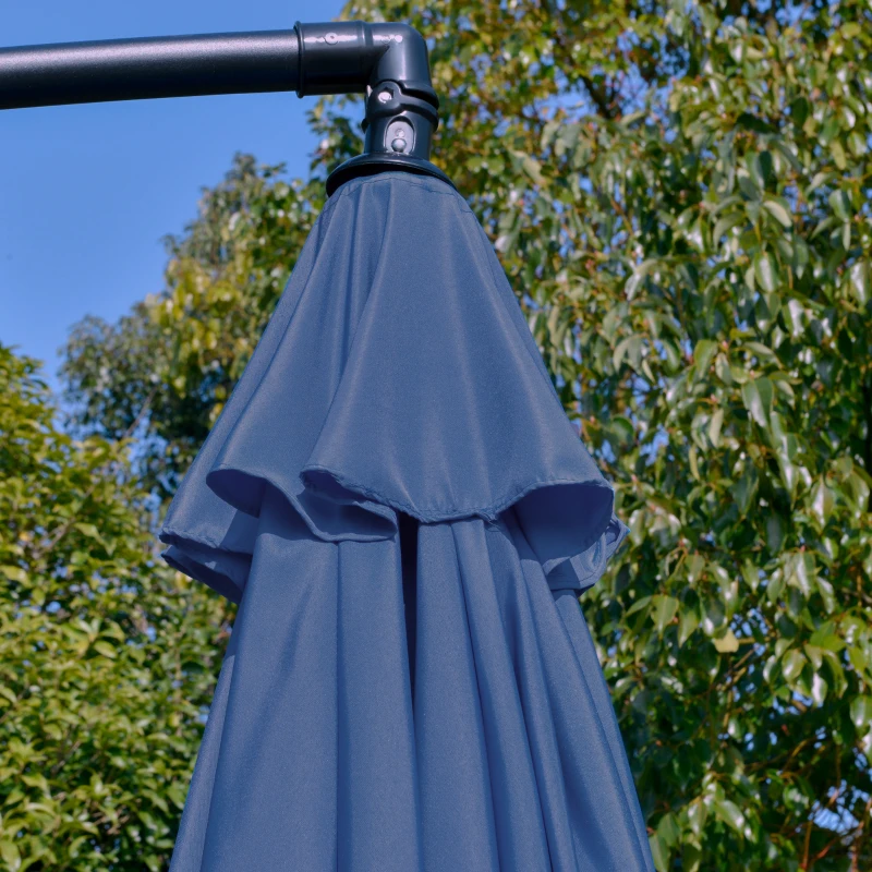 Outsunny 11FT Offset Hanging Patio Umbrella Cantilever Umbrella with Easy Tilt Adjustment, Cross Base and 8 Ribs for Backyard, Poolside, Lawn and Garden, Blue