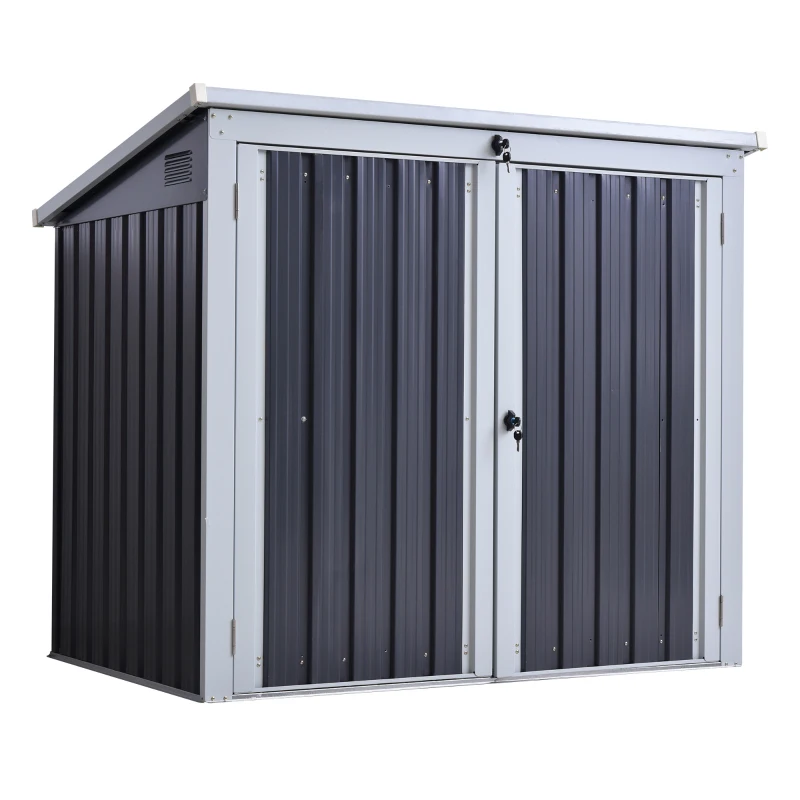 Outsunny 5ft x 3ft Outdoor Garbage Bin Storage Shed with Lockable Doors and Lid, Outside Storage Shed for Trash Can, Black
