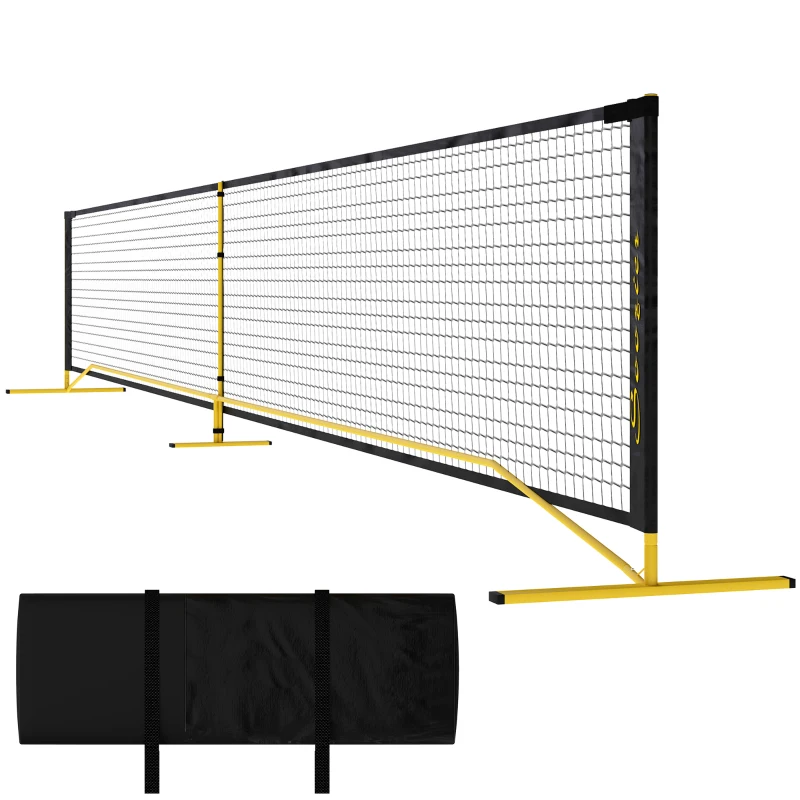 Soozier Portable Pickleball Net Set with 22FT Regulation Size Net, Carrying Bag for Indoor Outdoor Driveway, Yellow