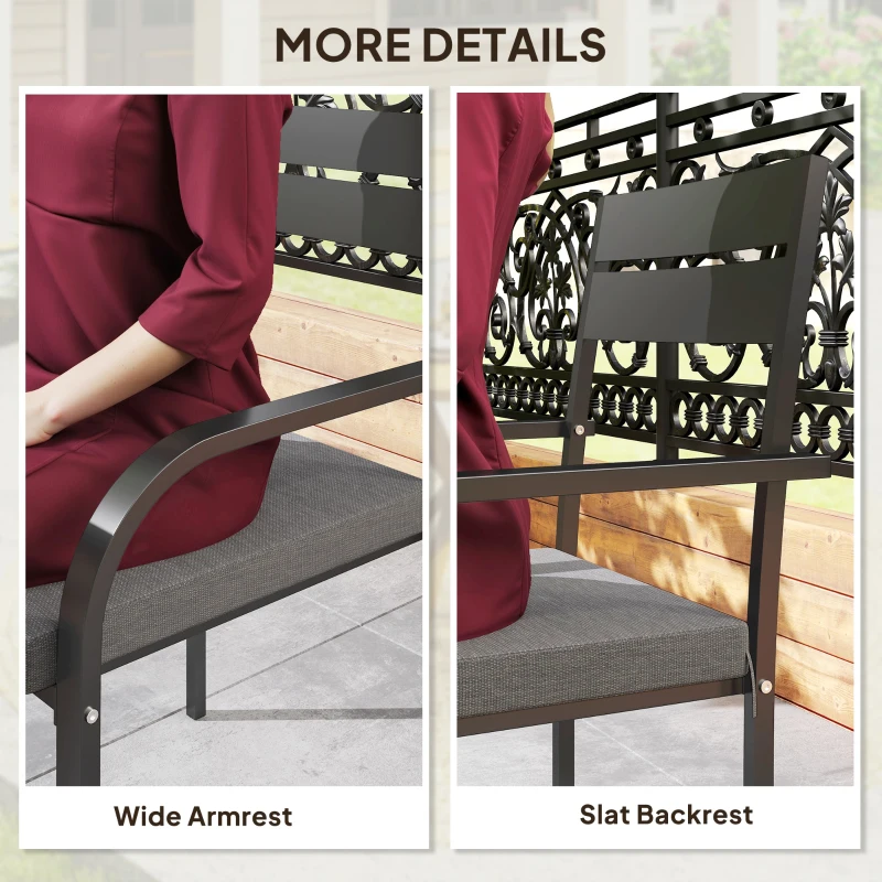 Outsunny 2 Piece Outdoor Dining Chairs with Aluminum Frame, Soft Cushion, for Deck, Garden, Balcony, Poolside, Grey