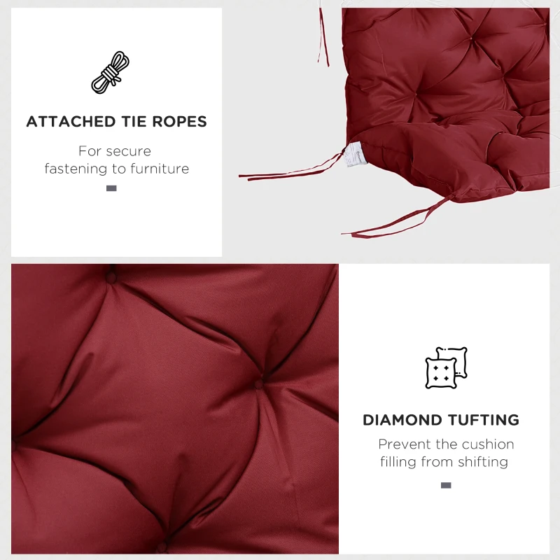 Outsunny 3 Seater Outdoor Swing Cushions with Backrest, Replacement Cushions for Patio Furniture, Wine Red