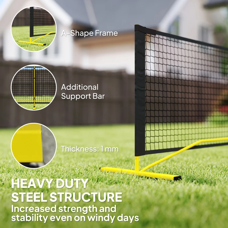 Soozier Portable Pickleball Net Set with 22FT Regulation Size Net, Carrying Bag for Indoor Outdoor Driveway, Yellow