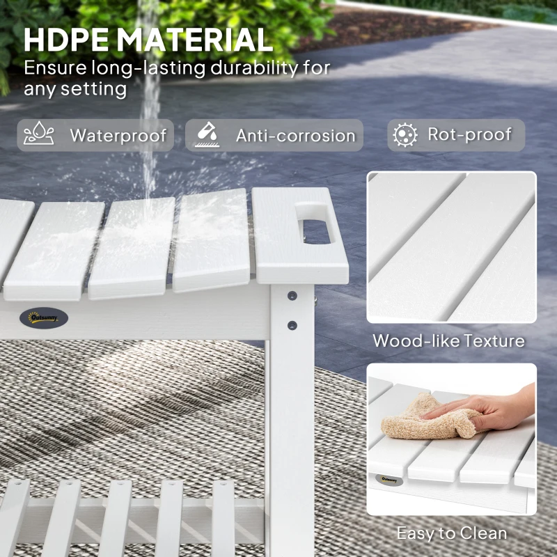 Outsunny HDPE Shower Bench, Waterproof Shower Stool with Handle, Storage Shelf, Non-Slip Pads for Indoor Outdoor, White