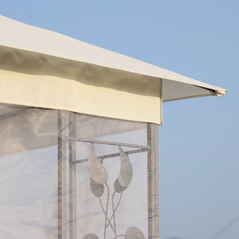 Outsunny 10'x10' Soft-top Steel Patio Gazebo Outdoor Sun Shelter with 2-Tier Polyester Roof, Curtain Sidewalls, White